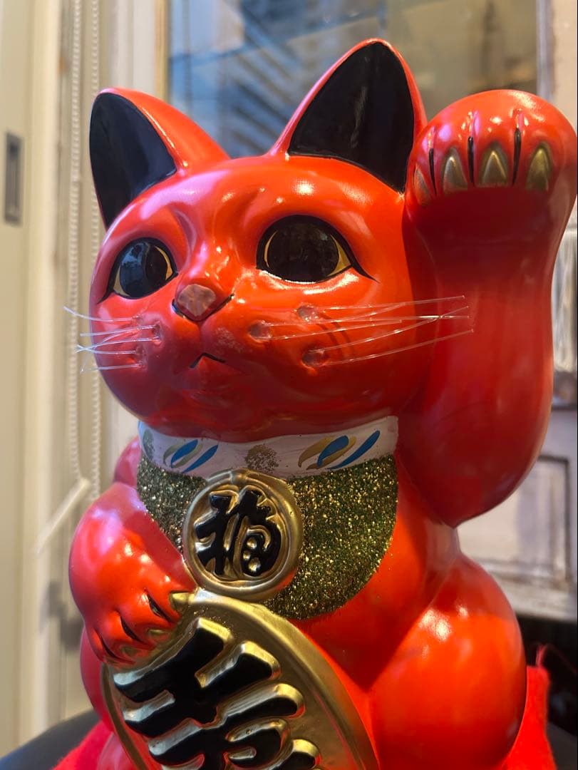 無病息災&良縁を招く⭐︎招き猫⭐︎常滑焼⭐︎赤⭐︎左手あげ⭐︎貯金箱