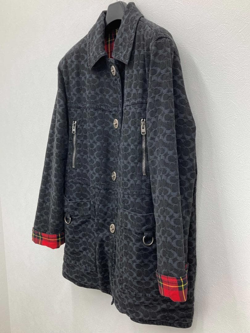 コーチ　シグネチャー ジャカード デニム ボニー コート 黒　170 / 98A
