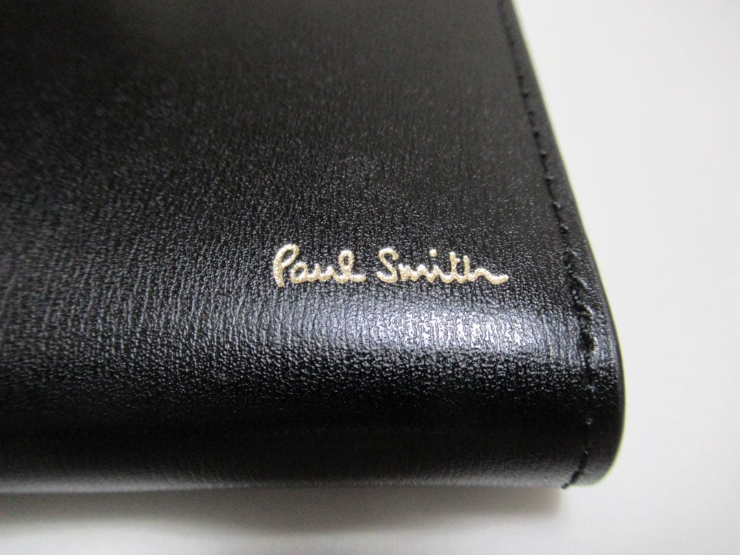ポールスミス 新品！シティエンボスファスナー牛革×床革名刺入れ カードケース 黒