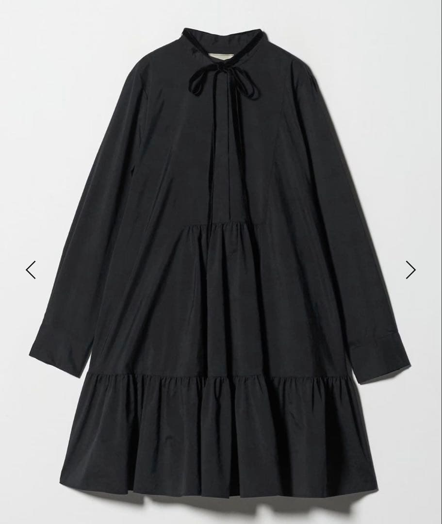 ユナイテッドアローズ タフタ ギャザー ティアードワンピース ウォッシャブル