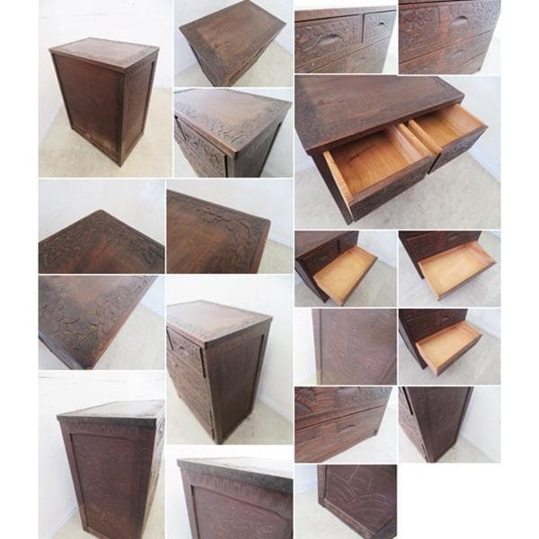 軽井沢彫■整理箪笥■4段5杯■チェスト■伝統工芸■高級■桜吉野柄■彫刻■手彫り■