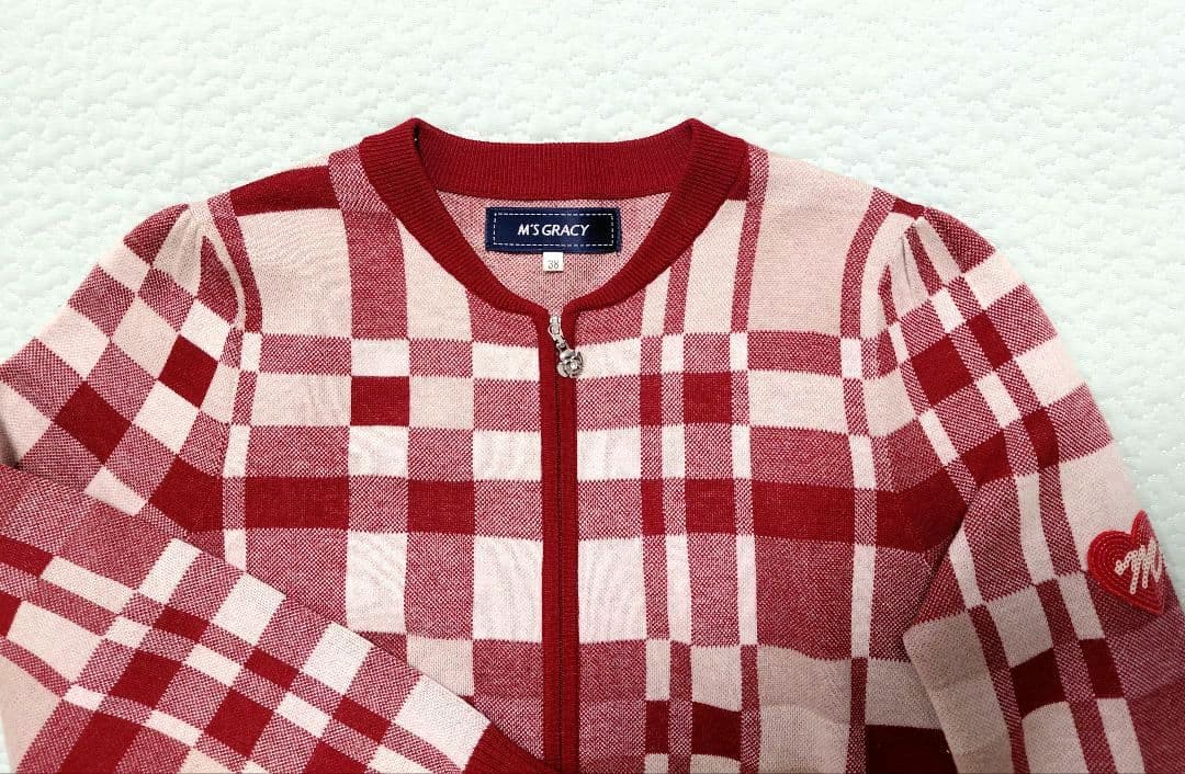 M'S GRACY チェック柄ジップニットジャケット 38