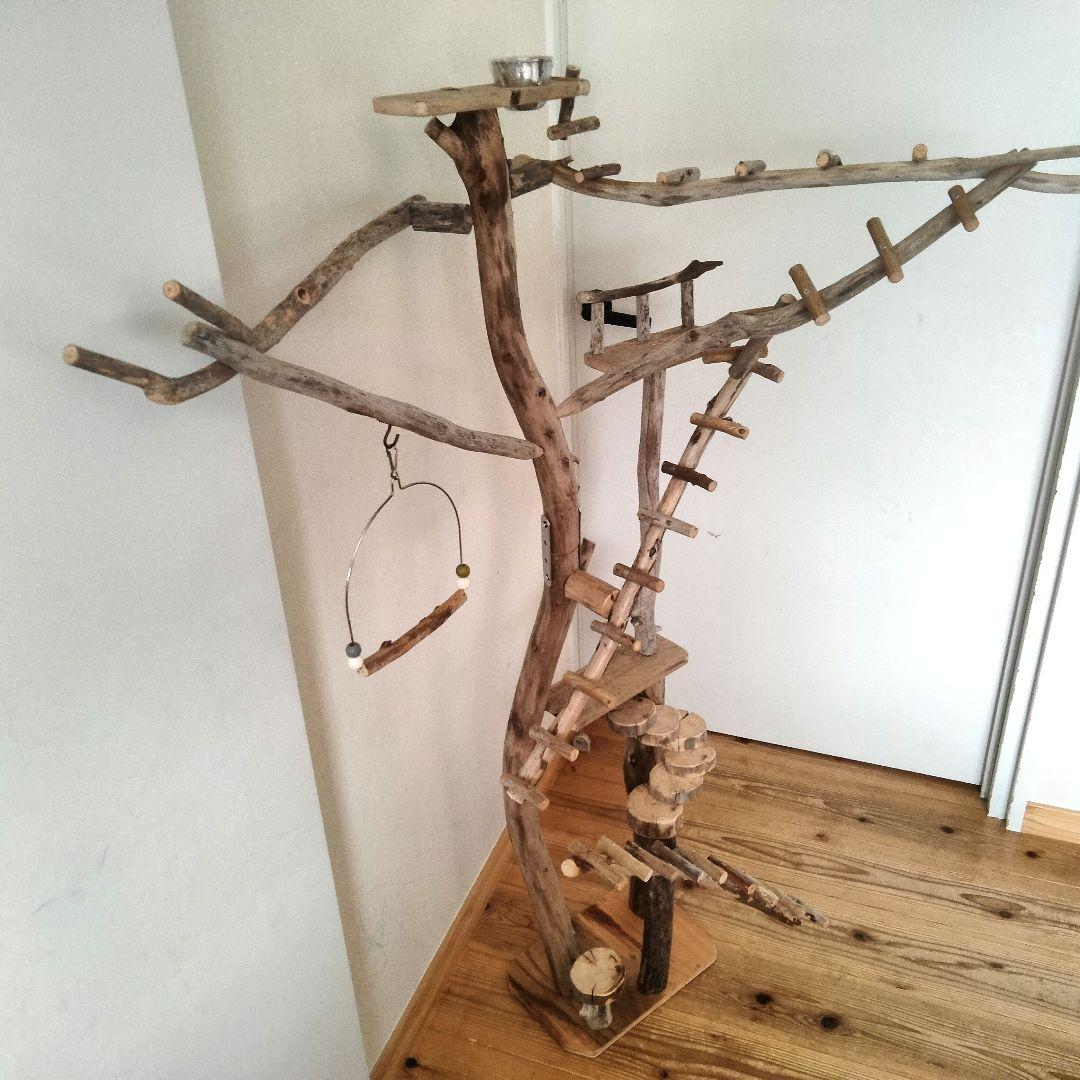 バードアスレチックジム大型 ㊺ 天然木 自然木 流木 インコ おもちゃ