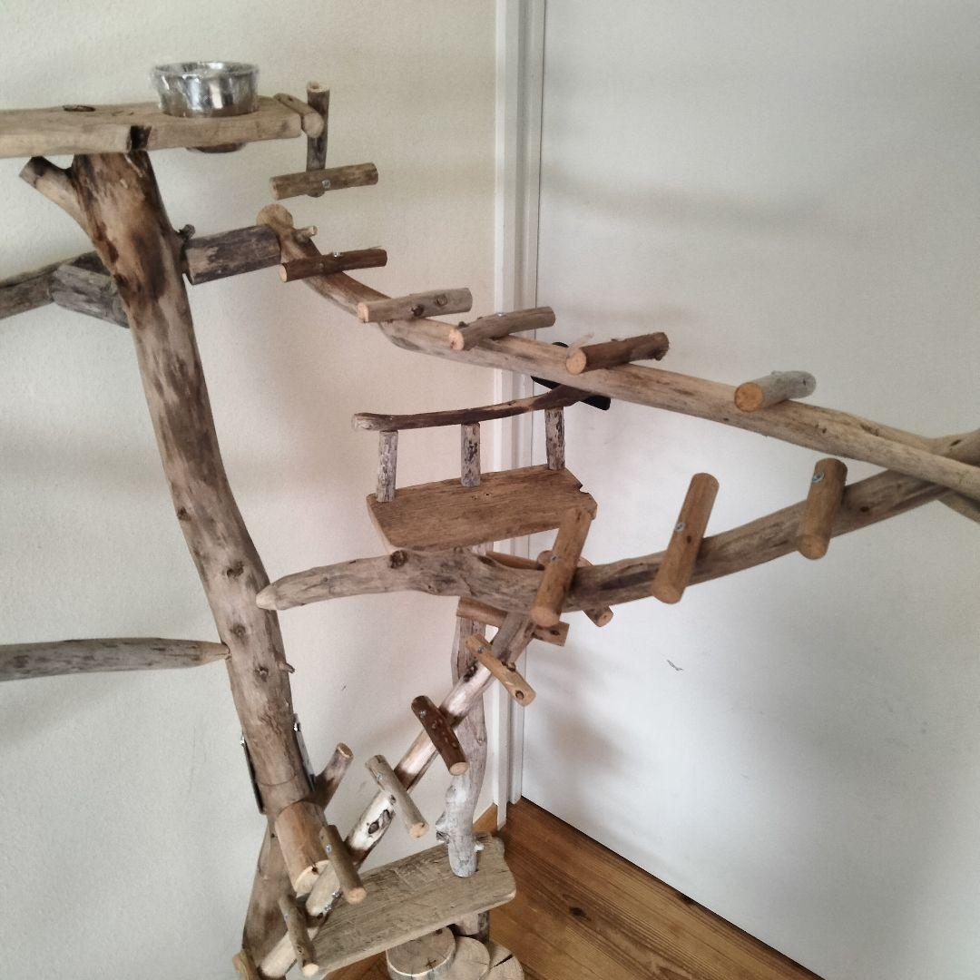 バードアスレチックジム大型 ㊺ 天然木 自然木 流木 インコ おもちゃ