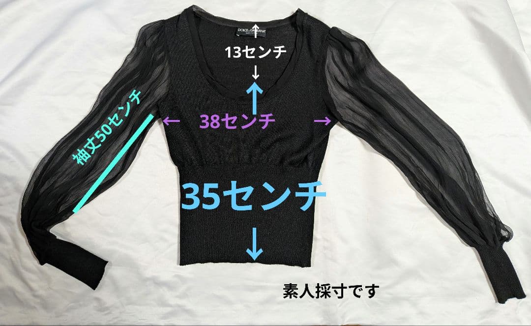 D&G 黒のシフォン袖トップス