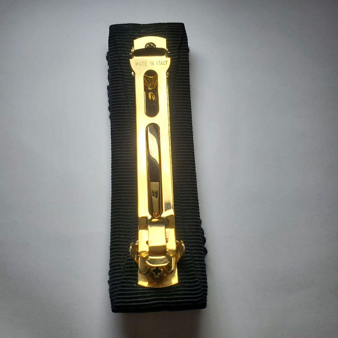 【希少☆美品】フリル フェラガモ バレッタ ヴァラ ブラック×ゴールドh015