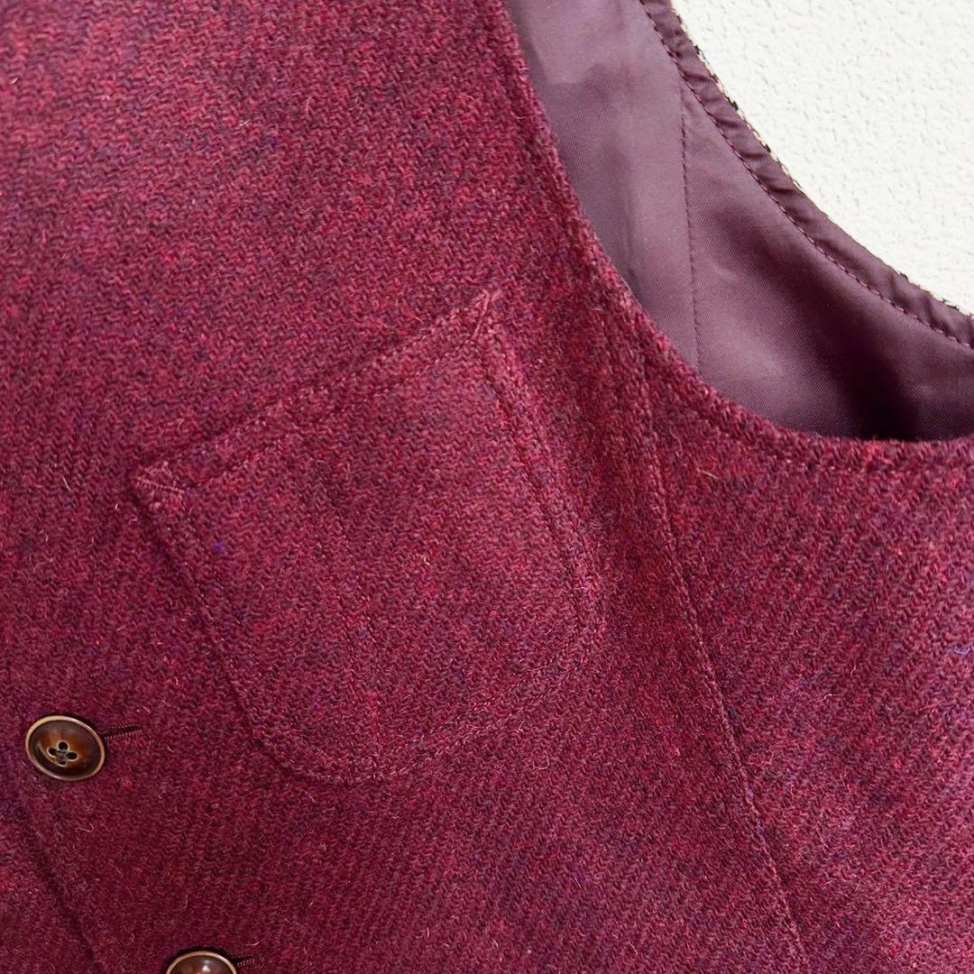 【 mitsumine × Harris Tweed 】 ボルドー　ベスト