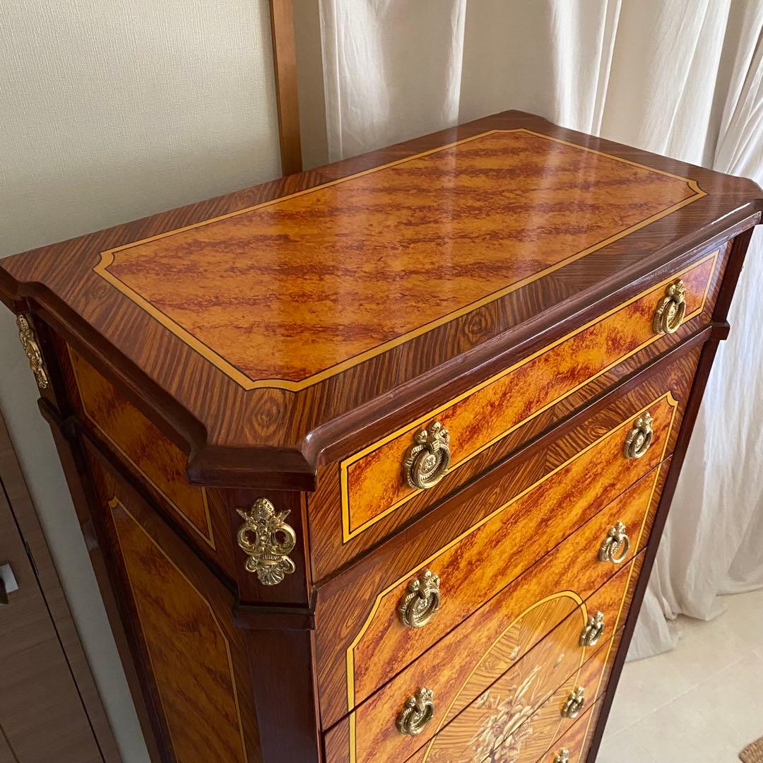 フランス製　北欧　アンティーク　チェスト　ヨーロピアン　ロココ　象嵌　象嵌細工