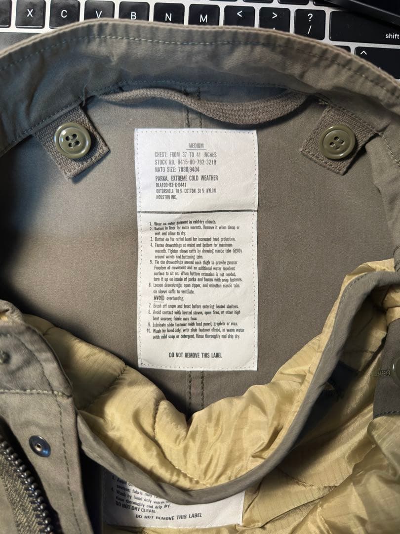 HOUSTON M-65パーカー 3WAYモッズコート ライナー・フード付き