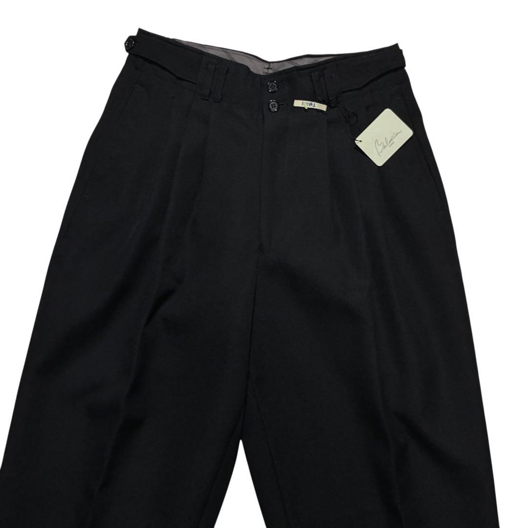 80s 90s Baldia 3タック ウール スラックス M 黒 ハイウエスト