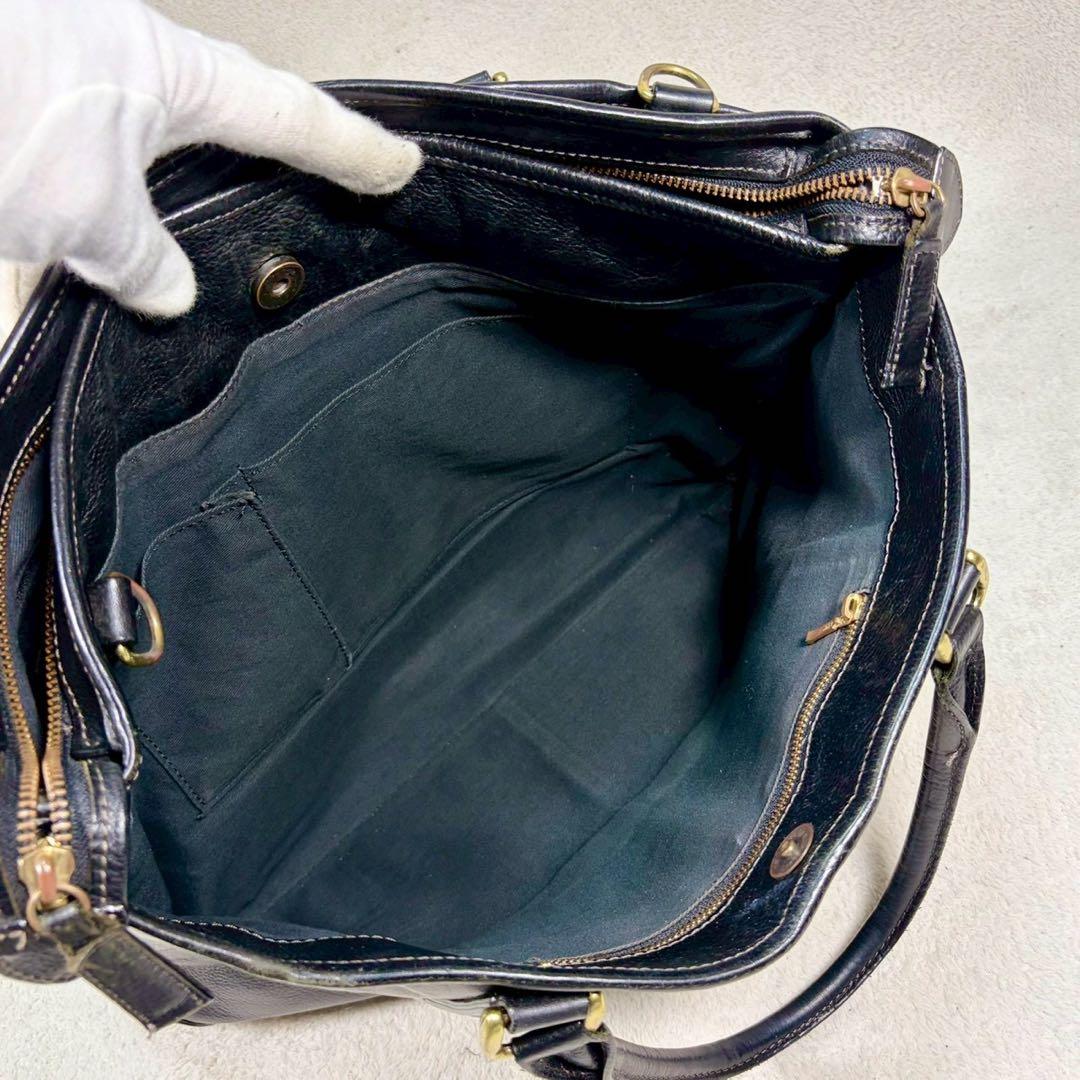 【美品✨】豊岡鞄　本革　ビジネスバッグ　シボ牛革　2way A4収納　ショルダー