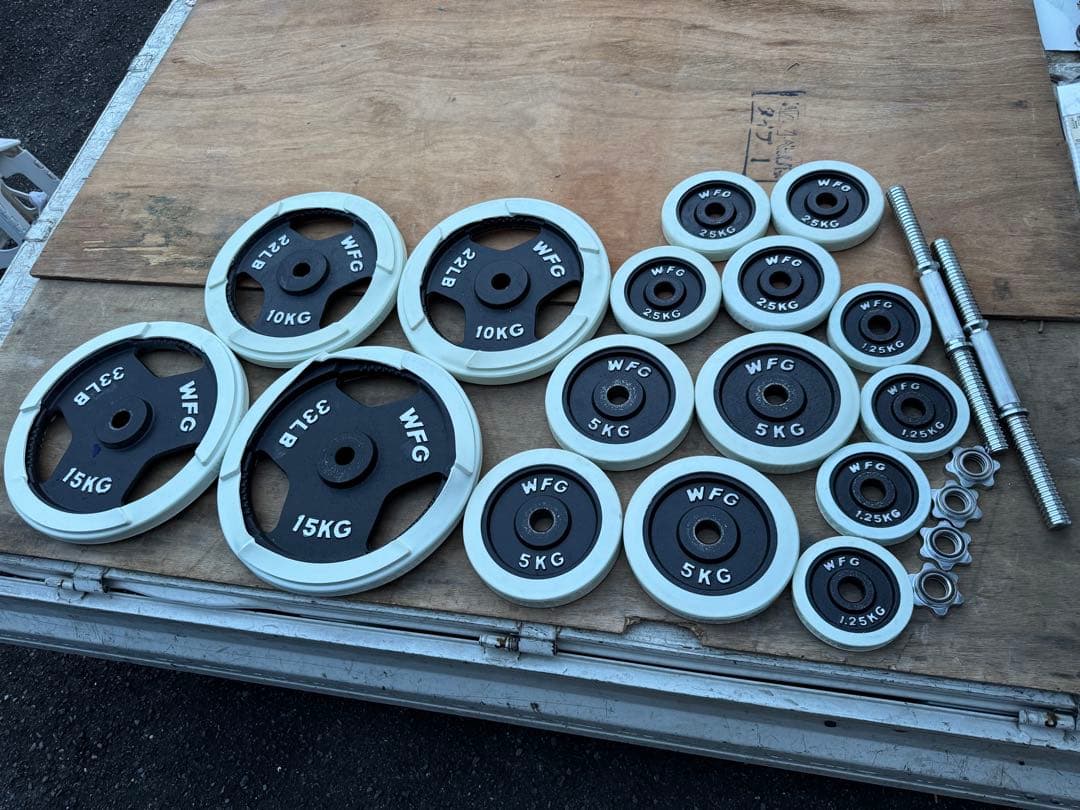 WILD FIT 85kg 16枚セット バーベル スチール プレート 15kg