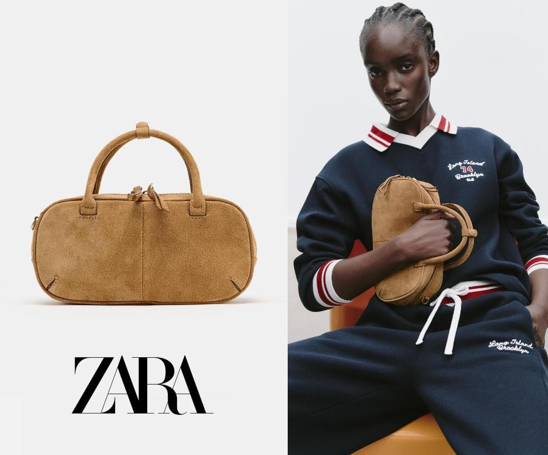 ★新品/ドイツ輸入品/ZARA/リアルスエードボウリングバッグ★