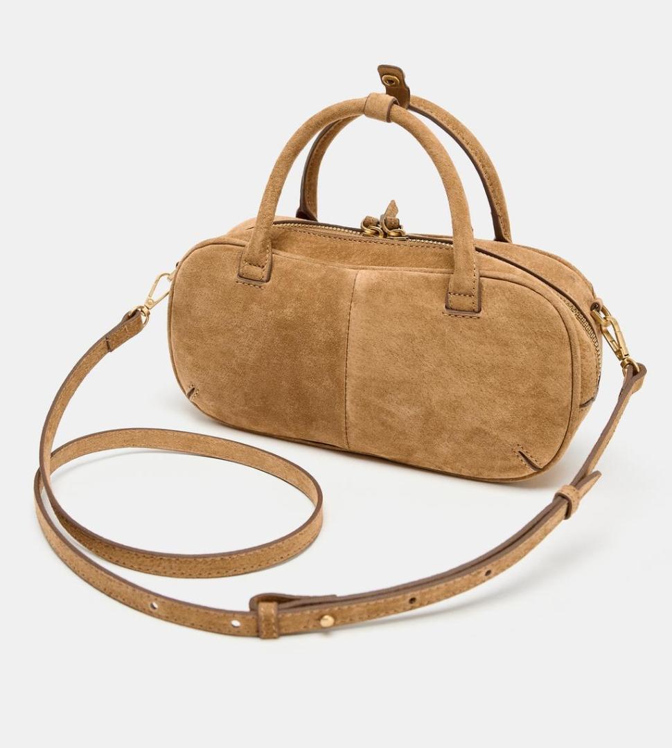 ★新品/ドイツ輸入品/ZARA/リアルスエードボウリングバッグ★