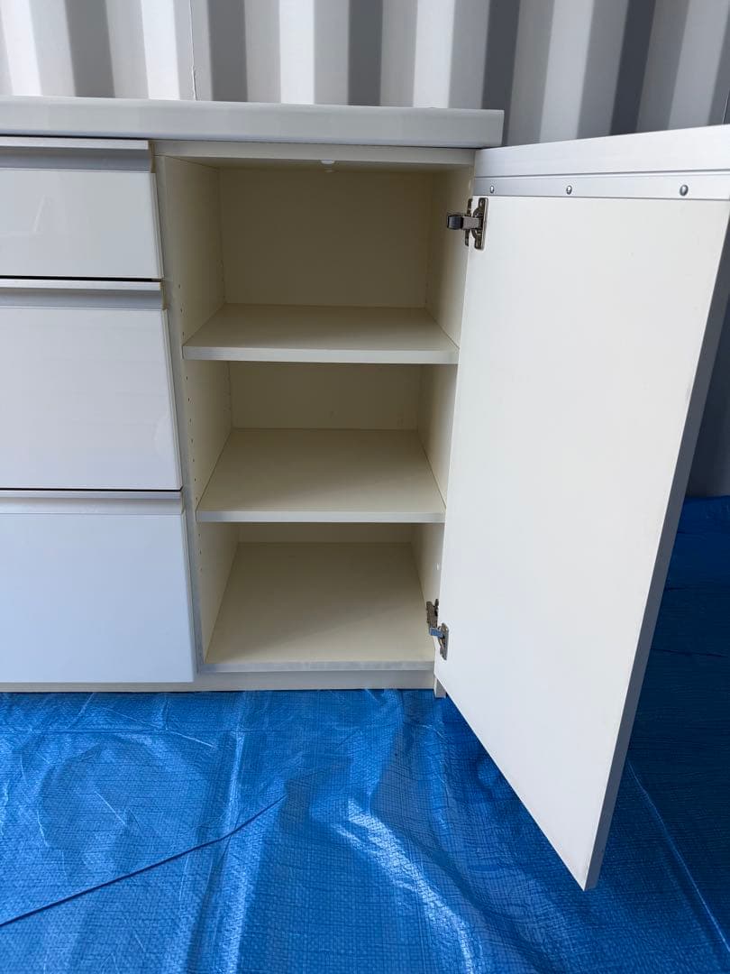 パモウナ　EMA-1400 パールホワイト 収納キャビネット