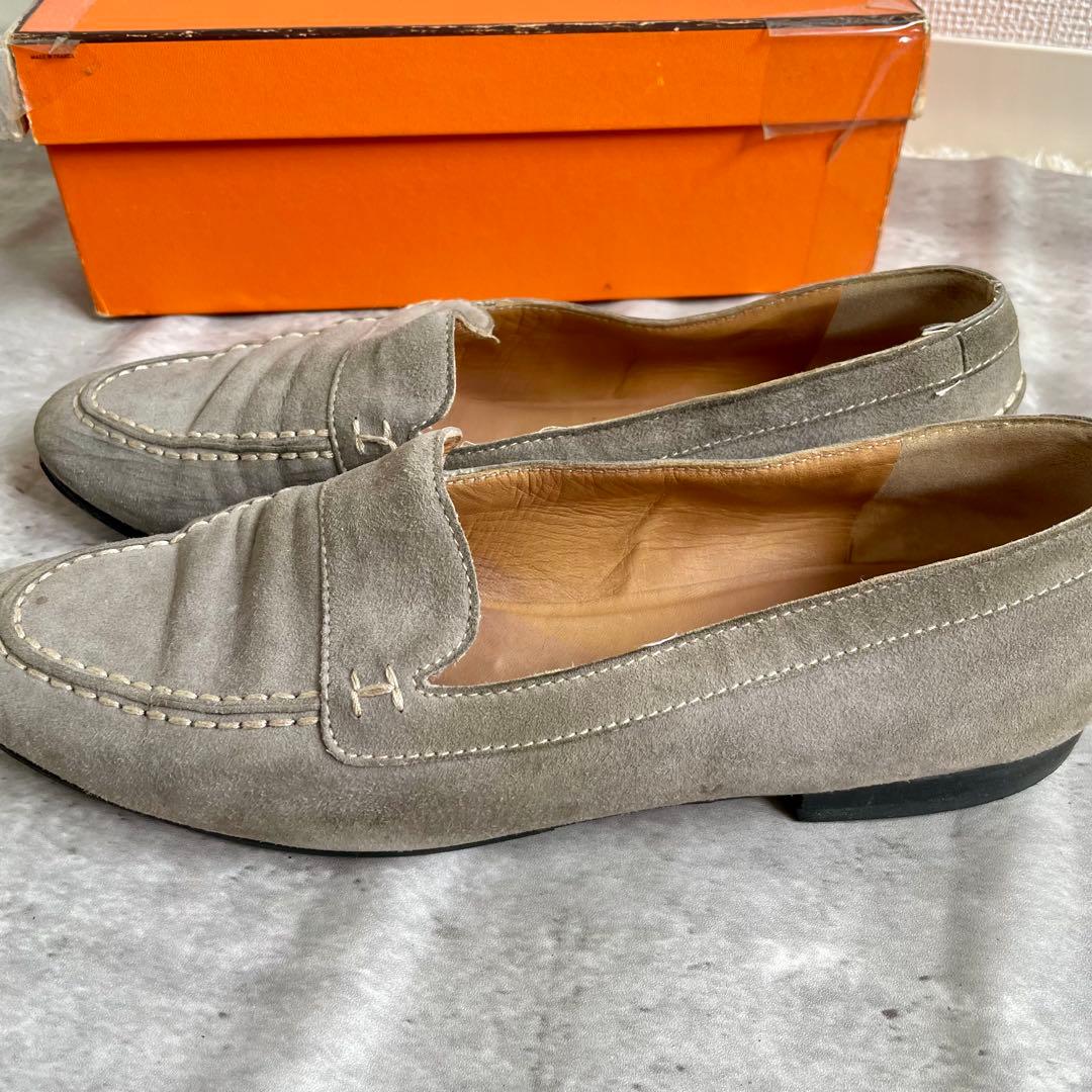 箱あり エルメス ローファー モカシン スエード コンスタンス 40 24.5㎝
