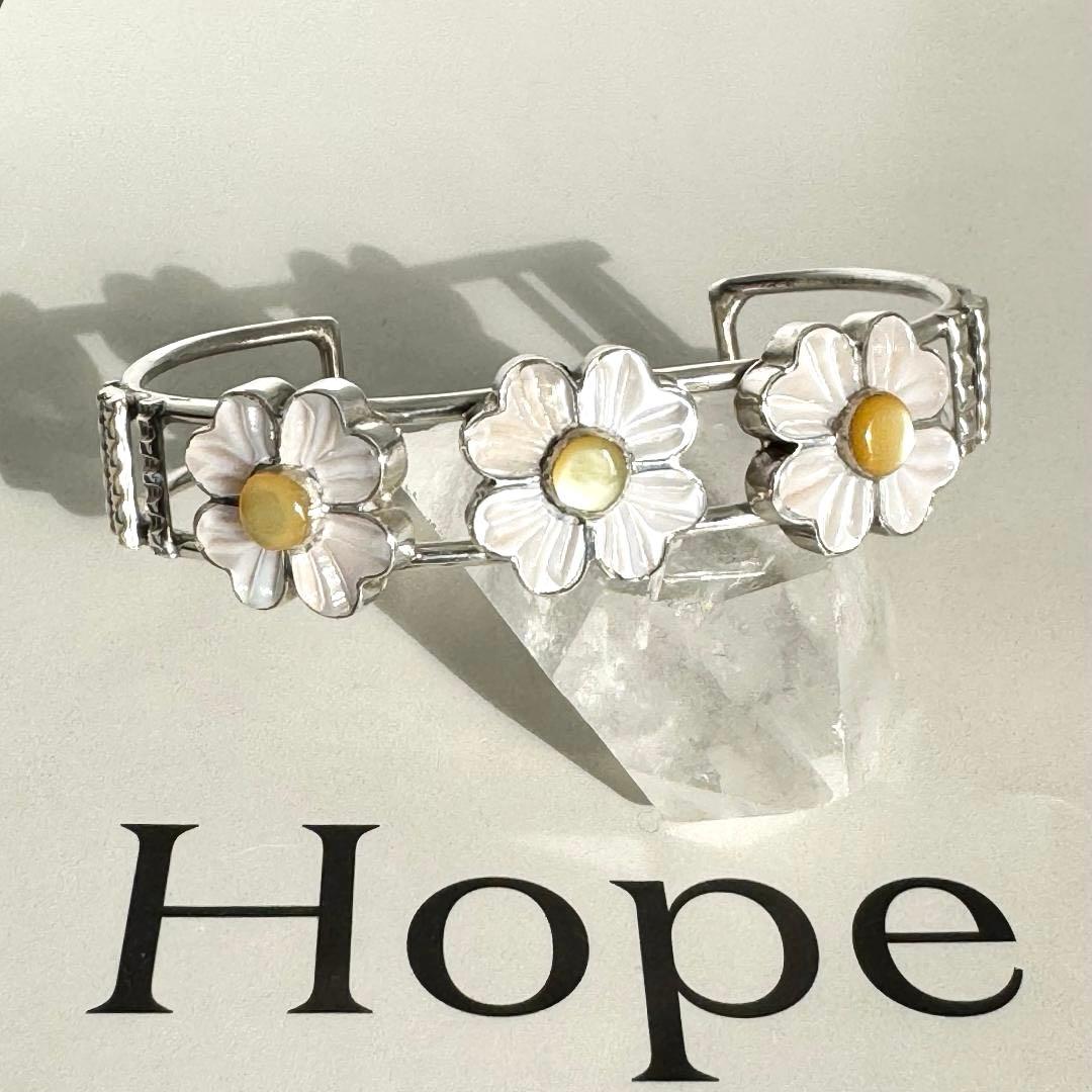 1990s　ヴィンテージ　シェル　フラワー　ブレスレット　インディアンジュエリー