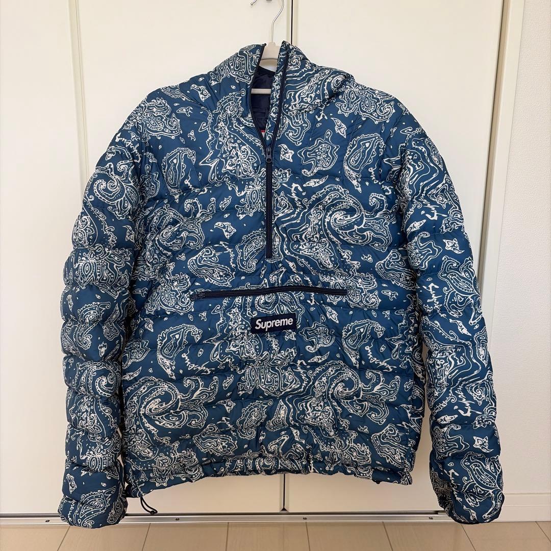 supreme micro down ペイズリー柄 ブルー Sサイズ