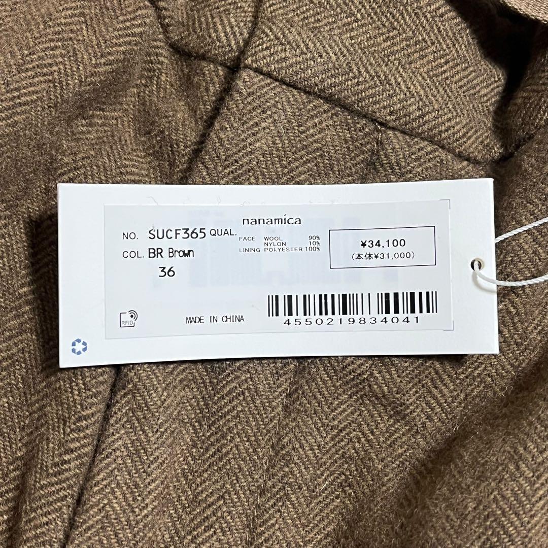 新品 定価3.4万 ナナミカ ウールヘリンボーン ワイドワークパンツ