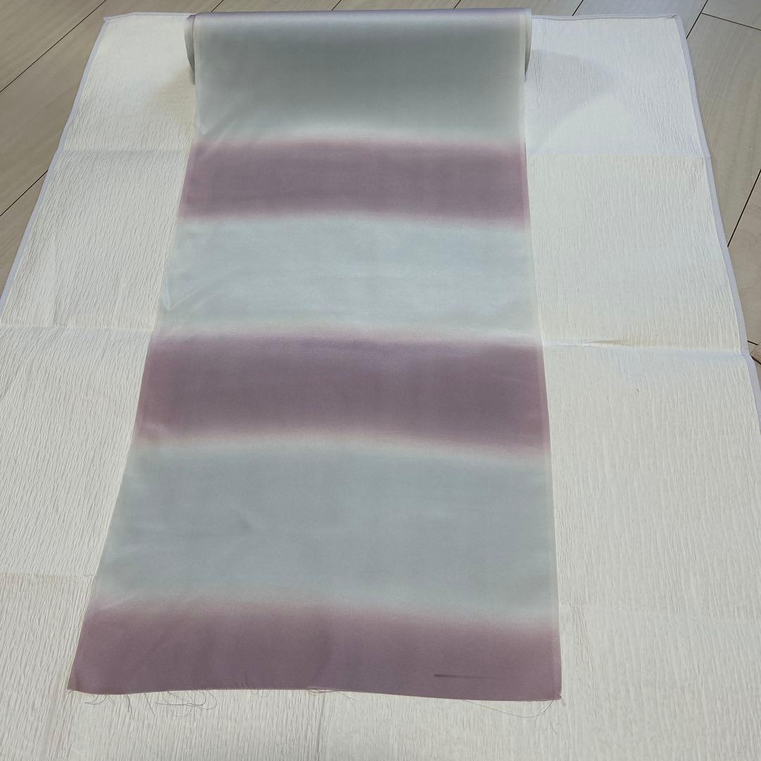 【未使用品】正絹長襦袢反物　白と薄紫のグラデーション 長さ13.5m 幅38cm