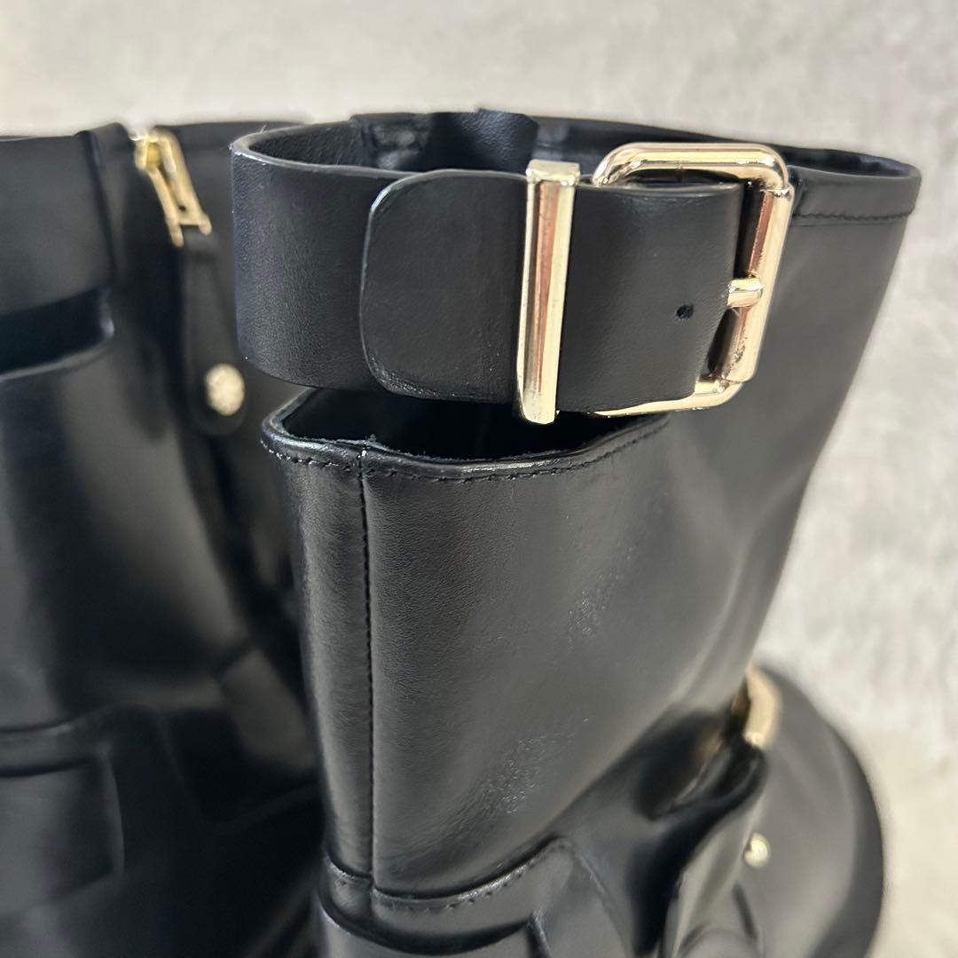 未使用級✨️ ELVIO ZANON ショート ブーツ レザー ゴールド チェーン