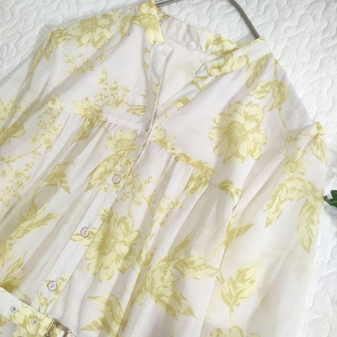 極美品✨ダイアグラム　2025年　フラワープリントプリーツワンピース　ベルト付き