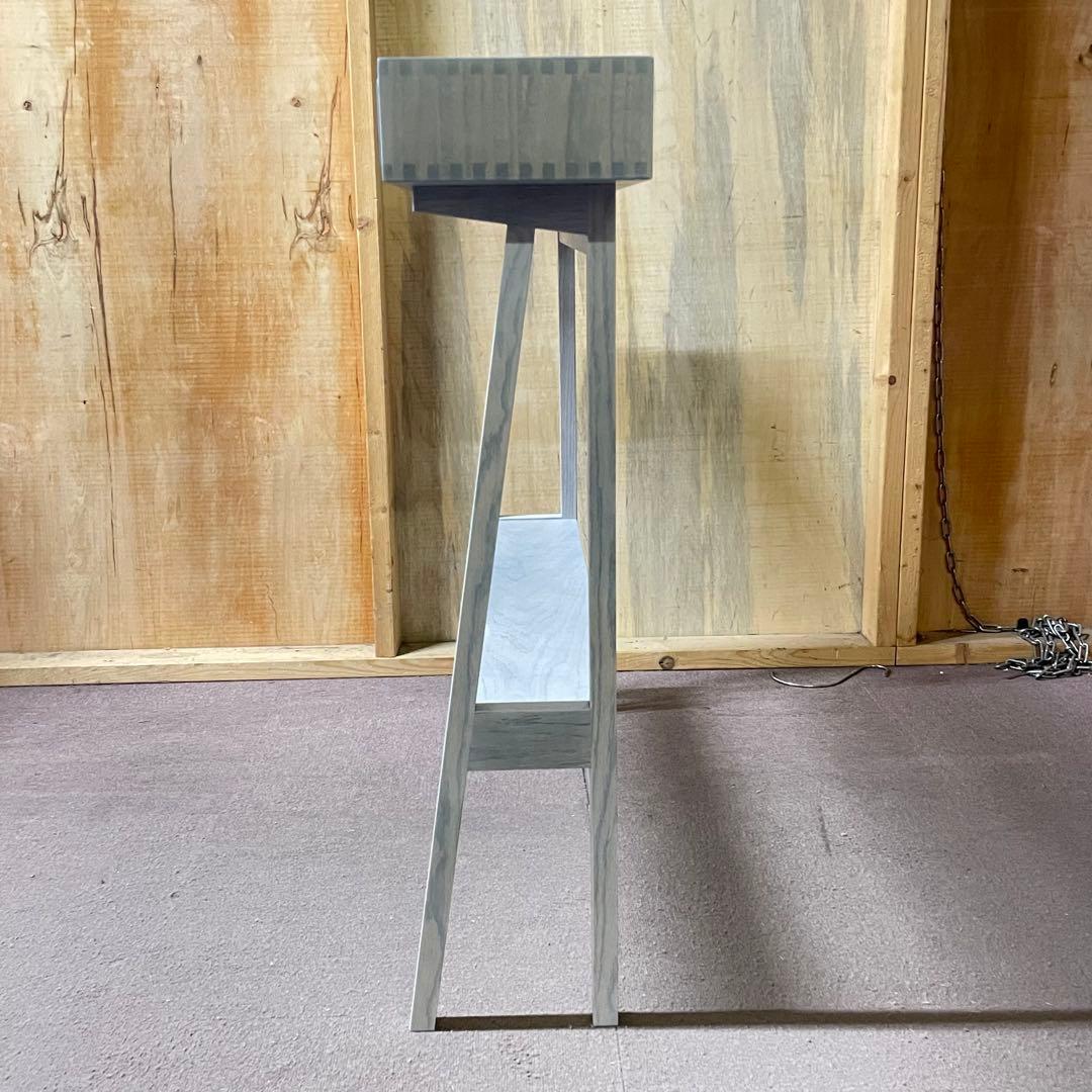 【美品】大川家具 境木工 コンソールテーブル 長机 ジンダイ グレーブルー