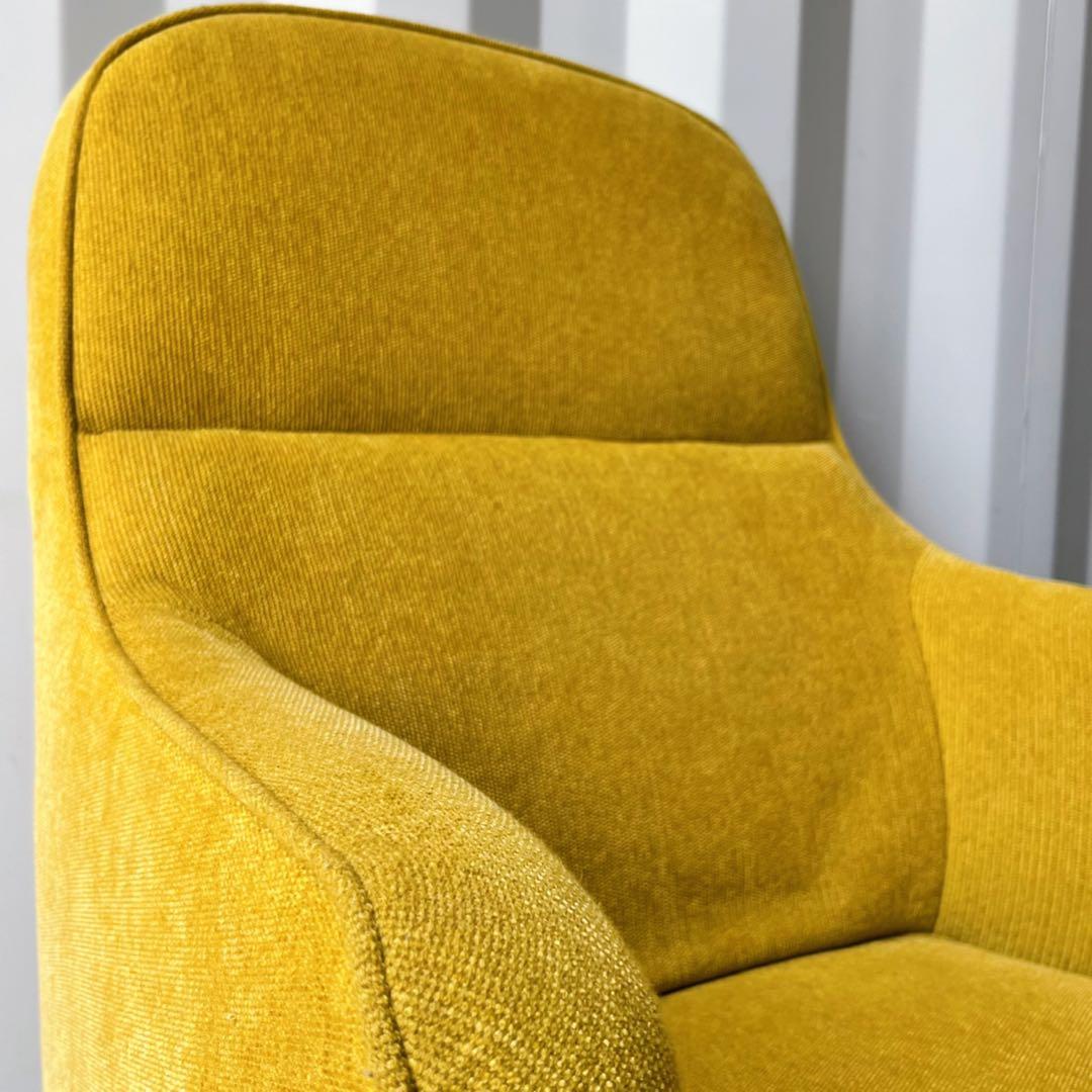 取付無料！ケユカ 北欧風イエローグリーンファブリックナチュラル1Pアームソファ✨