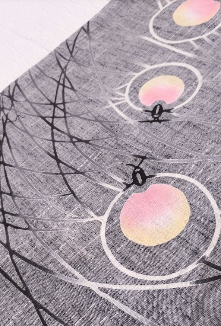 竺仙風　浴衣　仕立上がり　綿紬　芝草に蛍