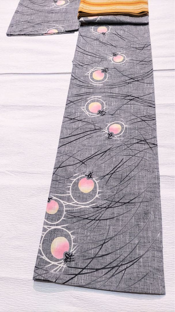 竺仙風　浴衣　仕立上がり　綿紬　芝草に蛍