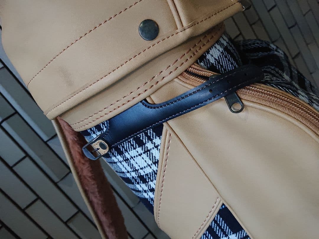 希少 USA キャディバッグ ベージュ チェック柄