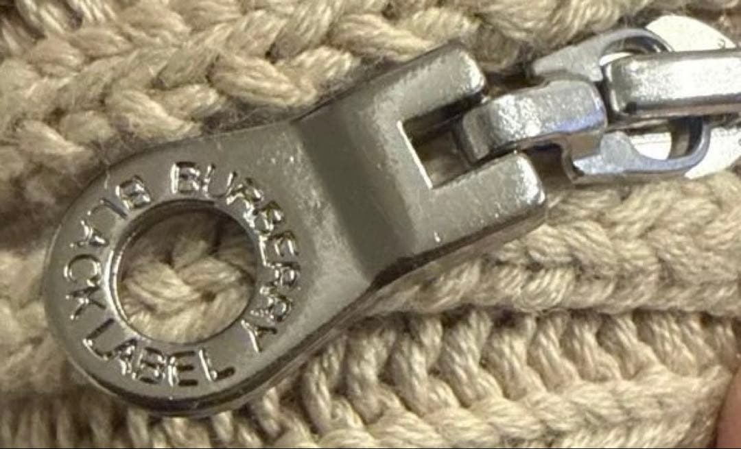 バーバリーブラックレーベル　メンズ　フルジップ　ニット　ノバチェック　M