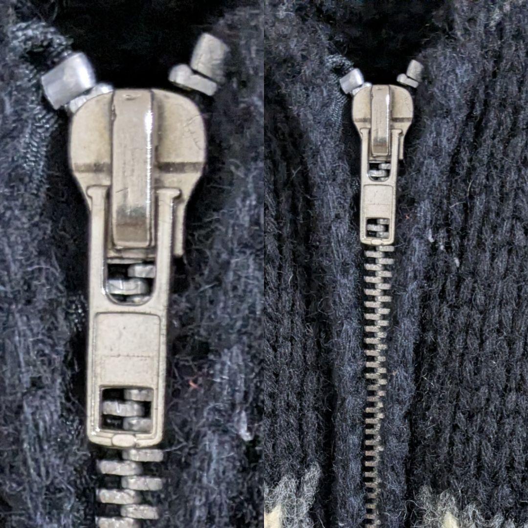 Vintage古着　80s　狼オオカミウルフ　カウチンニット　ジップアップ　犬