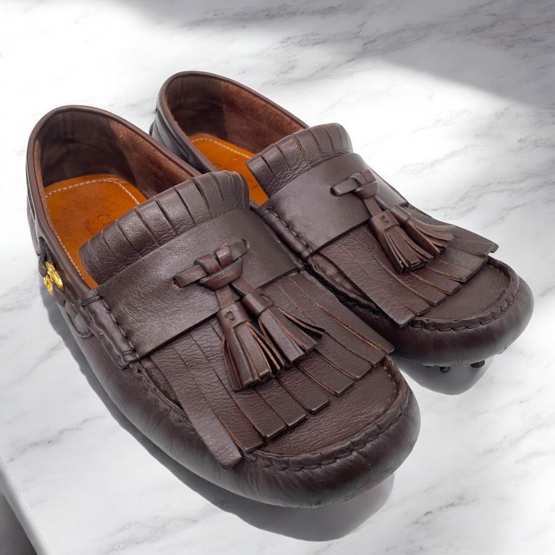 GUCCI インターロッキング　タッセル　ドライビングシューズ　茶