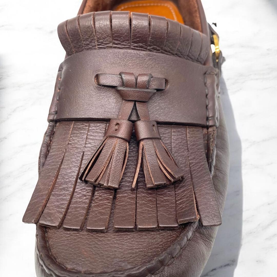 GUCCI インターロッキング　タッセル　ドライビングシューズ　茶