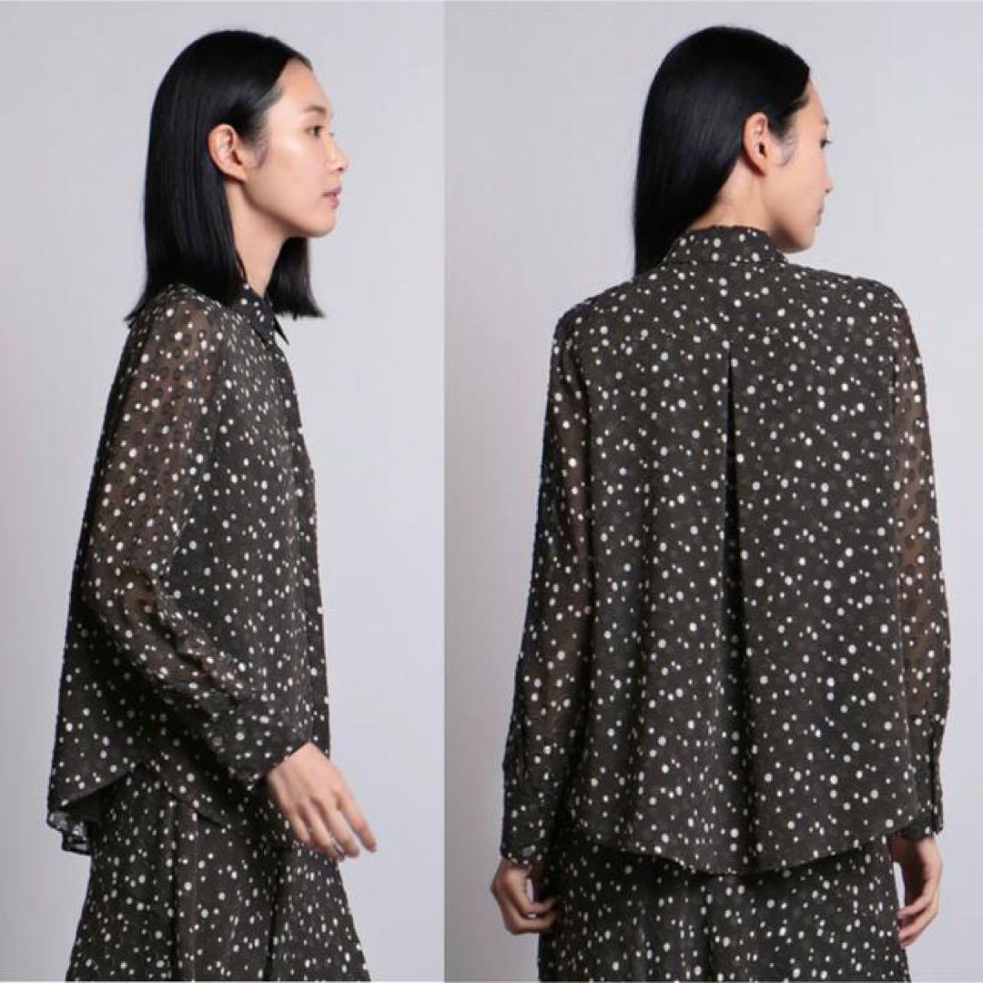theory luxe シアー素材　ドット柄ブラウス　黒　38