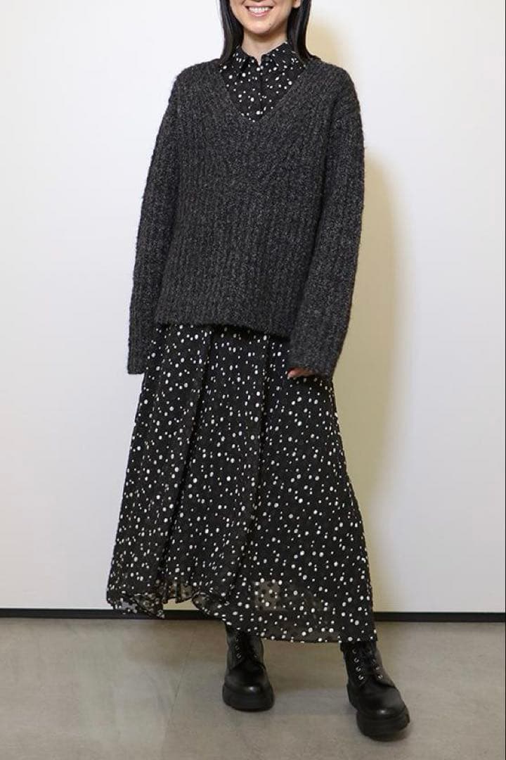 theory luxe シアー素材　ドット柄ブラウス　黒　38