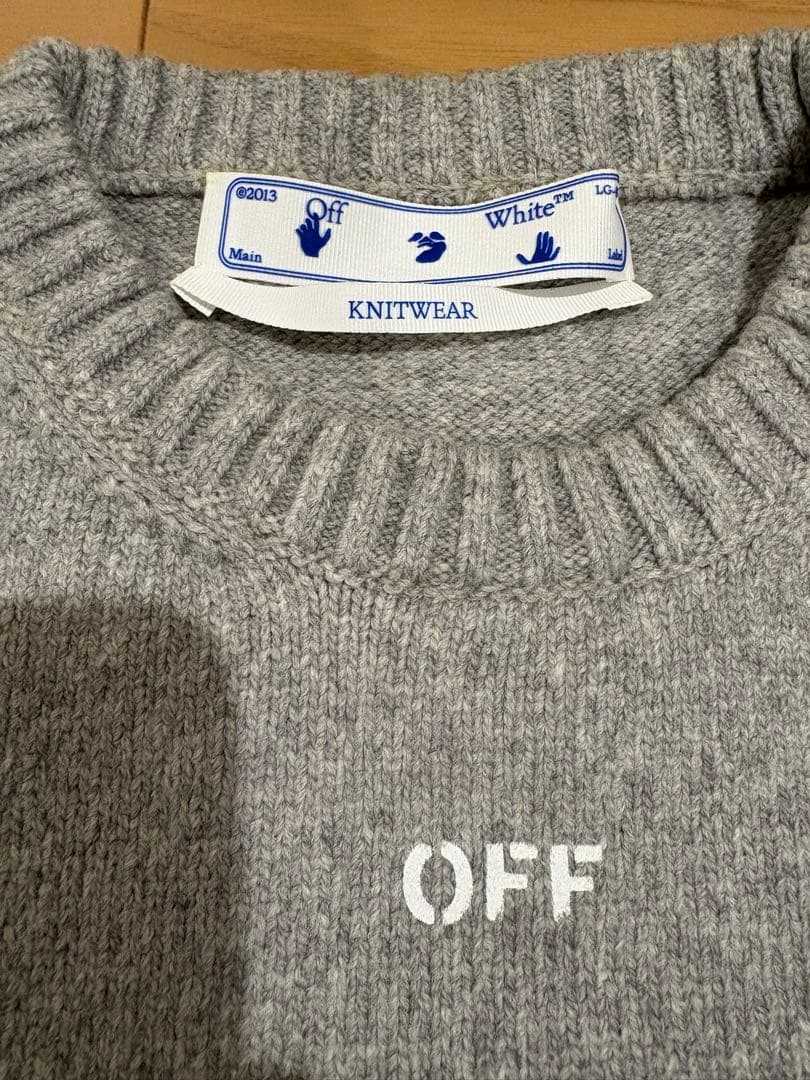 OFF-WHITE グレー ニットセーター KNIT オフホワイト