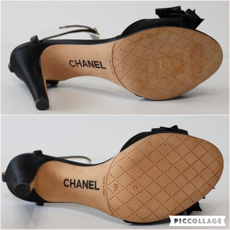 未使用 CHANEL シャネル サンダル リボン ココマーク ブラック 23cm