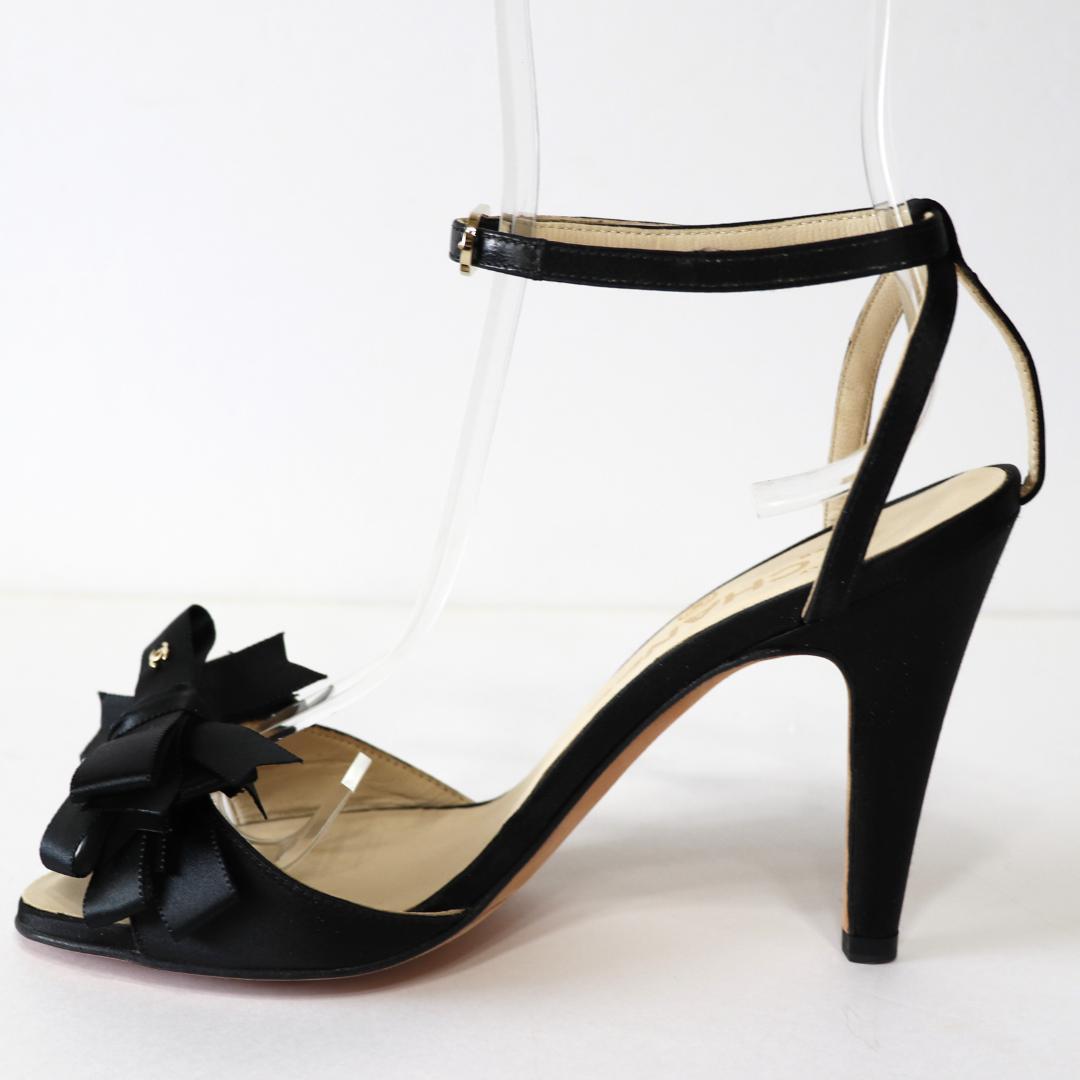 未使用 CHANEL シャネル サンダル リボン ココマーク ブラック 23cm