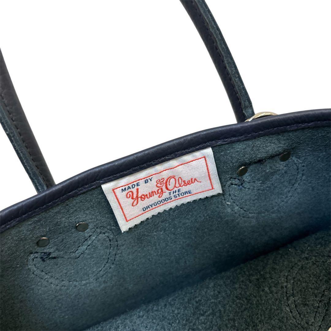 【希少！】ヤングアンドオルセン　レザー　伊勢丹限定　シルバーロゴ　ネイビー