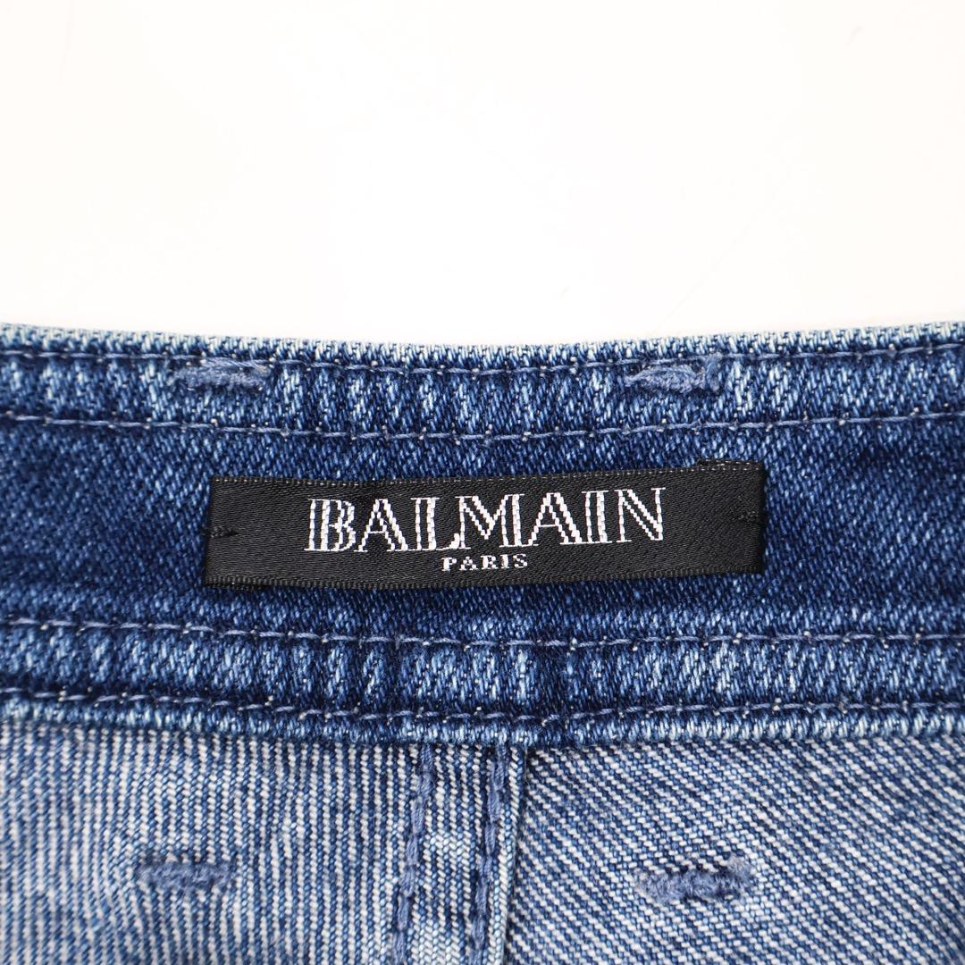 E3925◾️バルマン デニム ダメージ加工ホットパンツ