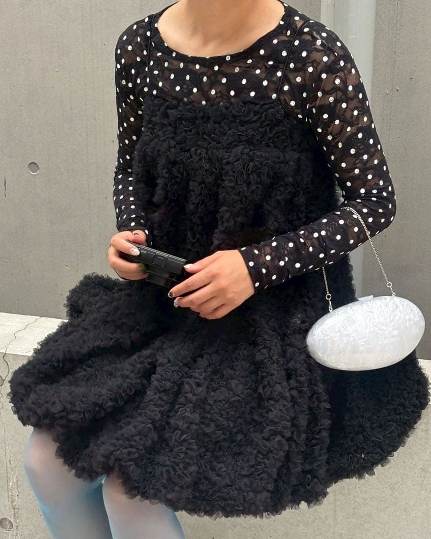 poppy DOT LACE SEE-THROUGH TOP レース トップス