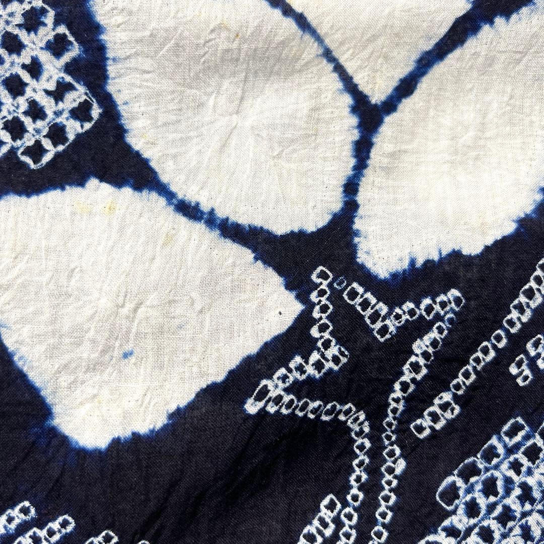 【浴衣】有松鳴海絞り◆三越誂え◆手縫い 花柄 紺 身丈160 裄65 洗濯済み