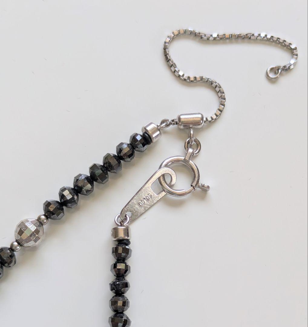 ミラーボールに磁気入 ブラックダイヤモンド 50.00ct ネックレス 46cm
