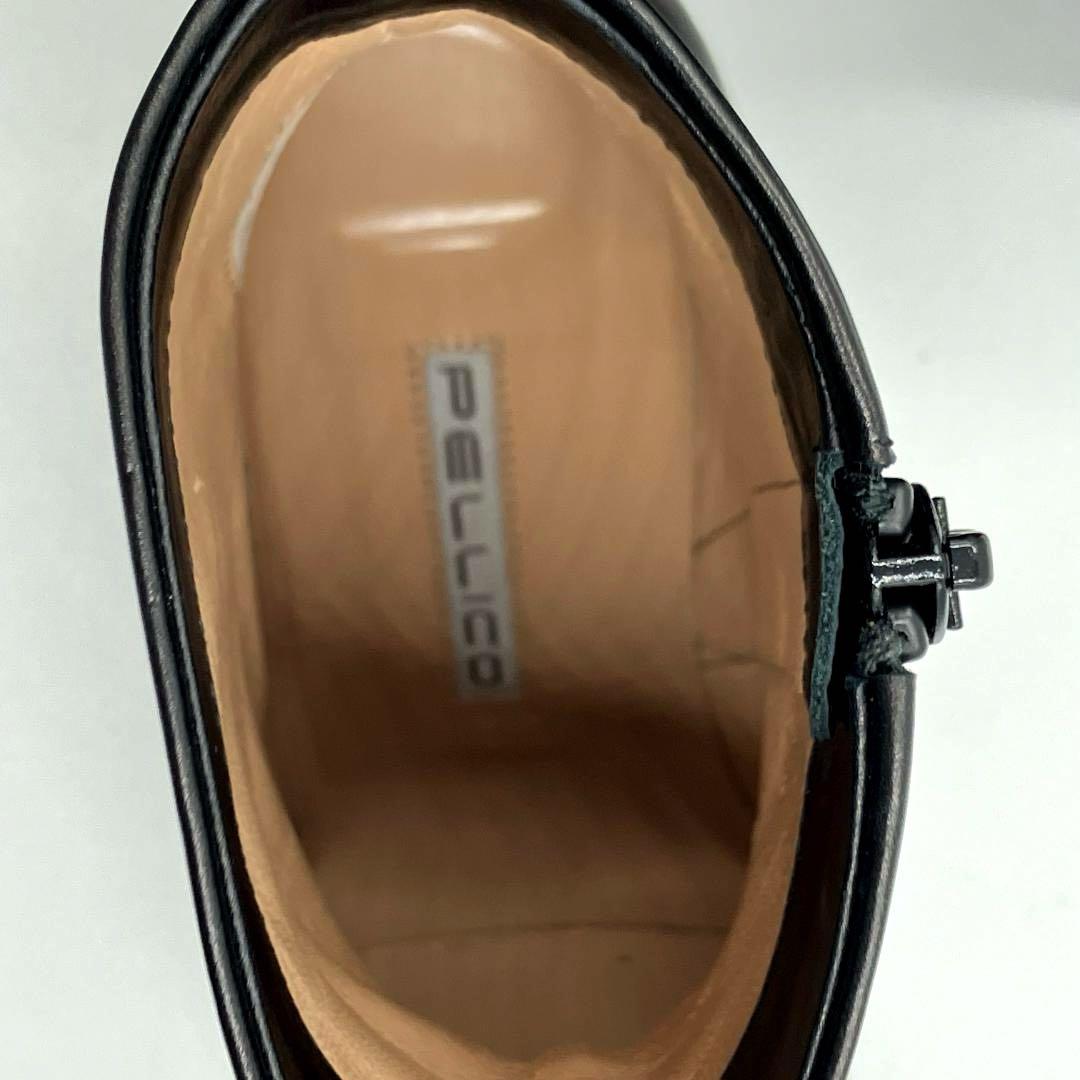 【m】ペリーコ レザー ショートブーツ 黒 36 サイドジップ イタリア製