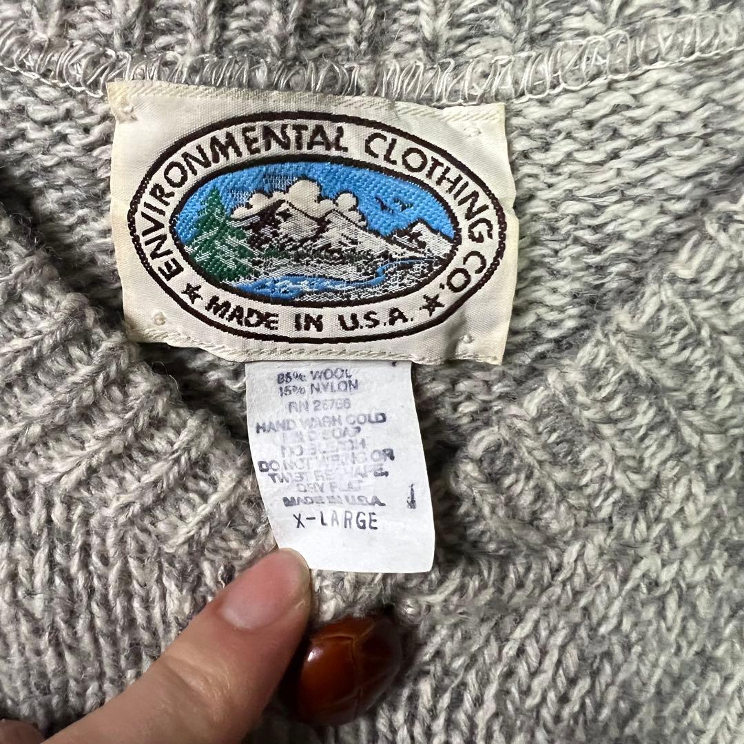 【vintage】希少　USA製　ヘンリーネックニット　グレー　古着　一点物