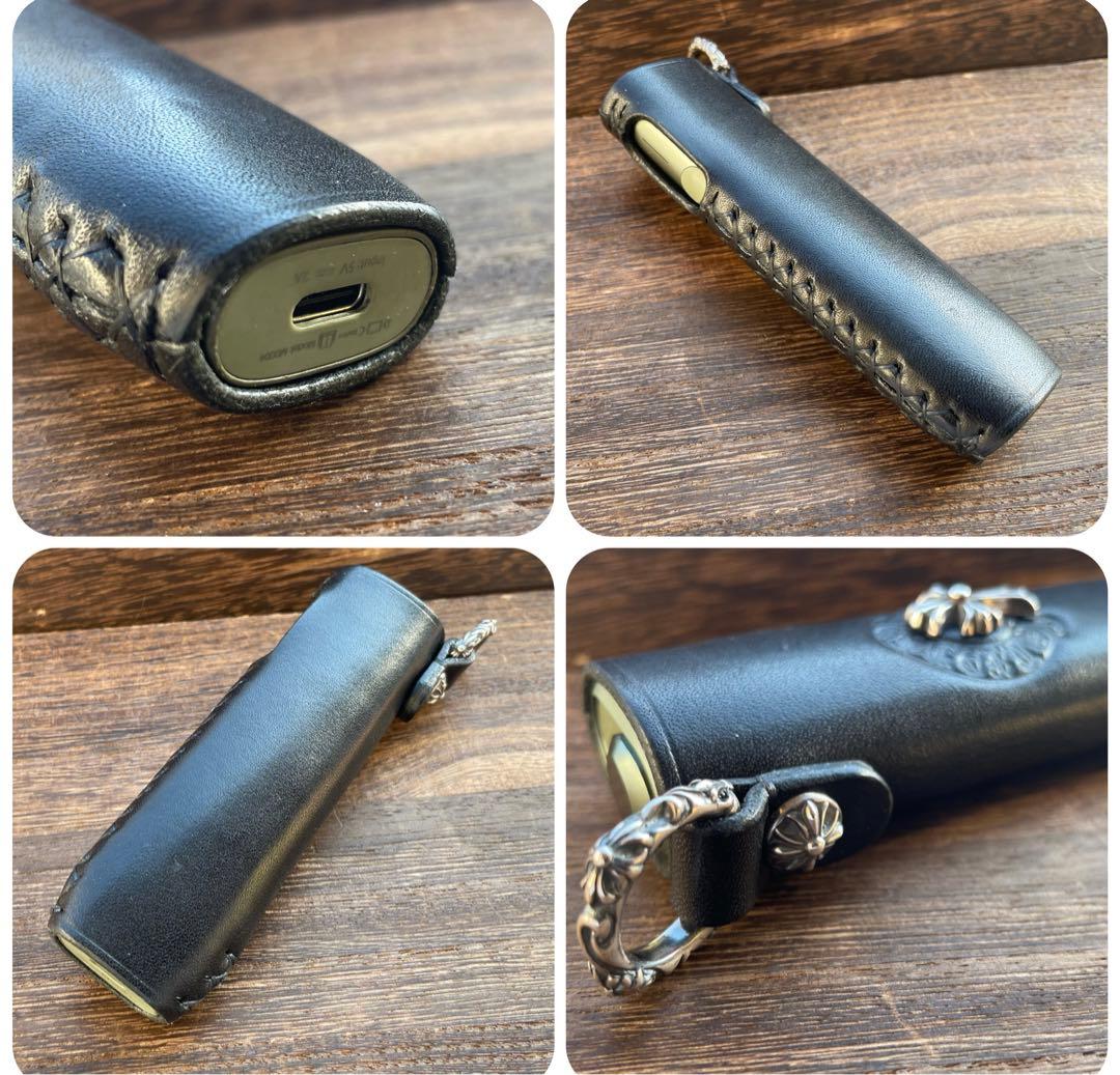 吊り下げリング付き　シルバー925 iQOS ILUMA ONE レザーケース