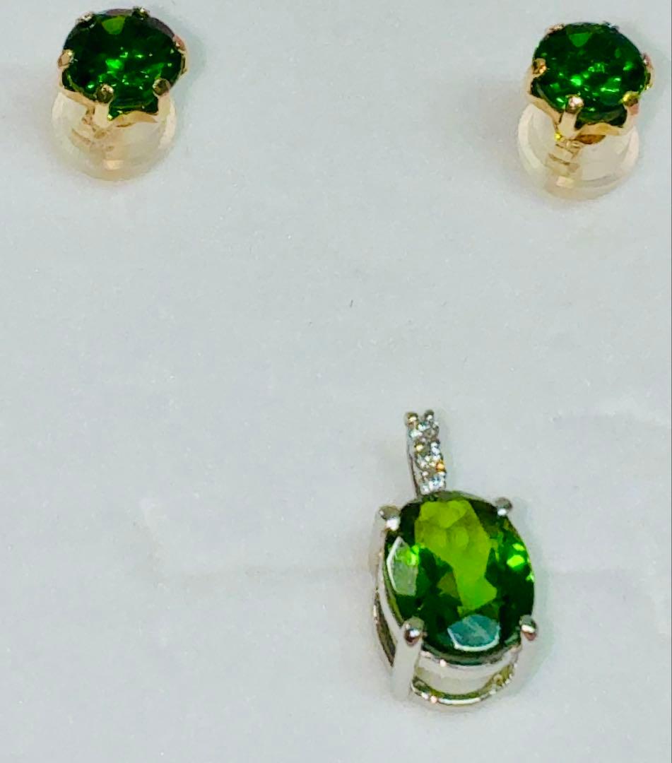 PT900クロムダイオプサイド ダイヤ ペンダントトップ ピアスSet