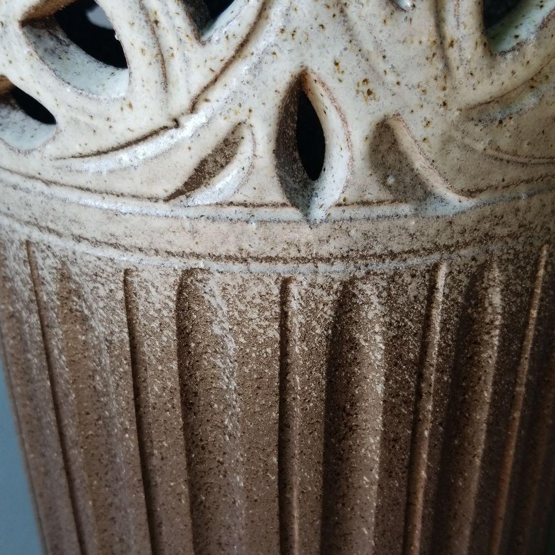 くっこちゃん 信楽焼傘立て 灰釉唐草 高さ４２cm